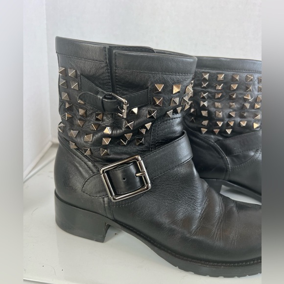 Valentino Garavani rockstud moto engineer ankle boots black stud - Picture 9 of 14